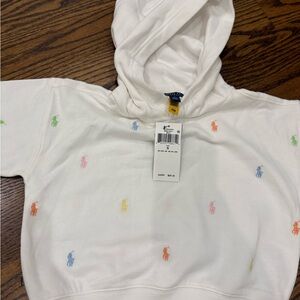 Ralph Lauren White Hoodie with Rainbow Ponies 5T nwt